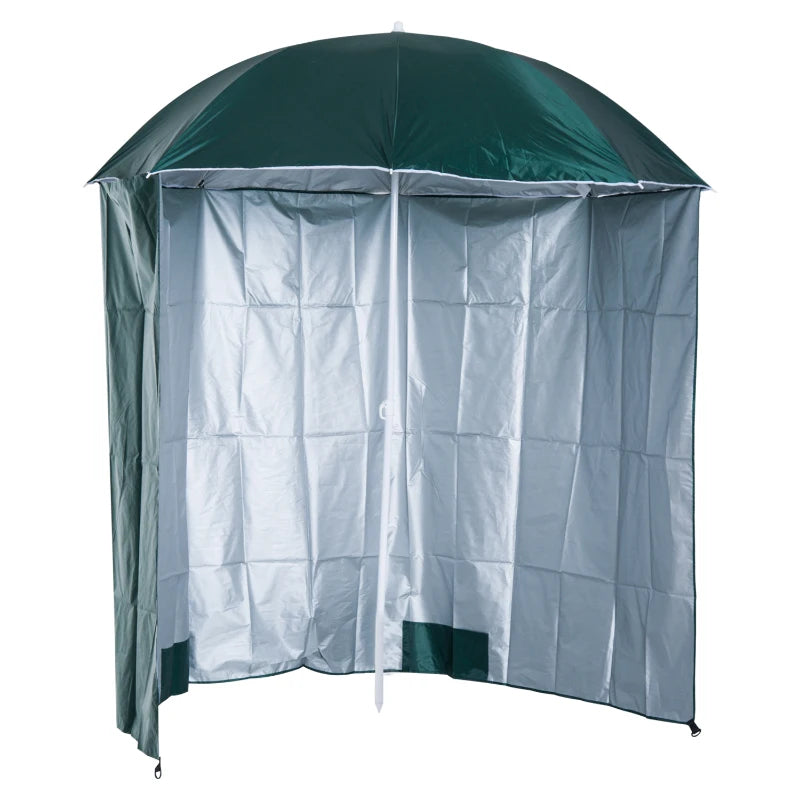 Oasis 2.2 m Outdoor Fishing Parasol Umbrella with Side Panel - Dark Green