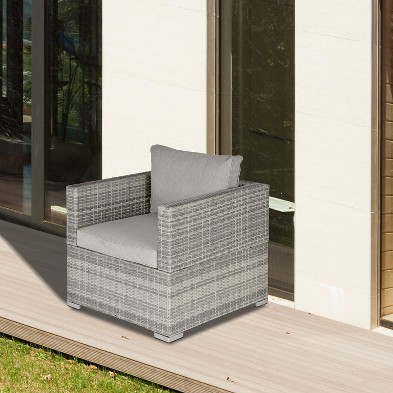 Outsunny Single Wicker Furniture Sofa Chair w/ Padded Cushion for Garden Balcony