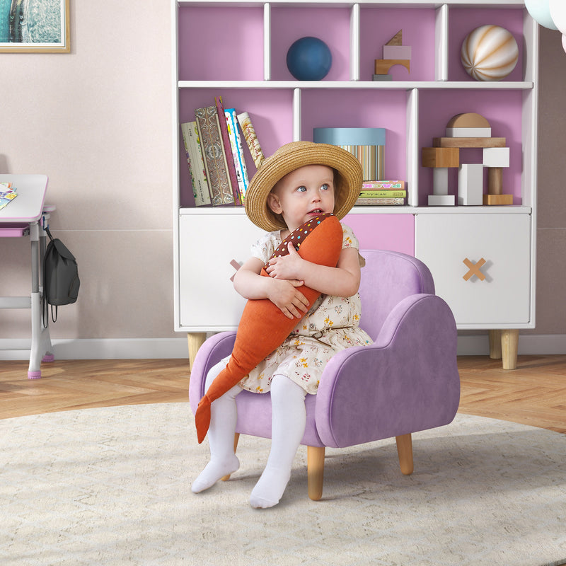 ZONEKIZ Cloud-Shaped Toddler Armchair, Kids Chair, 1.5-5 Years - Purple