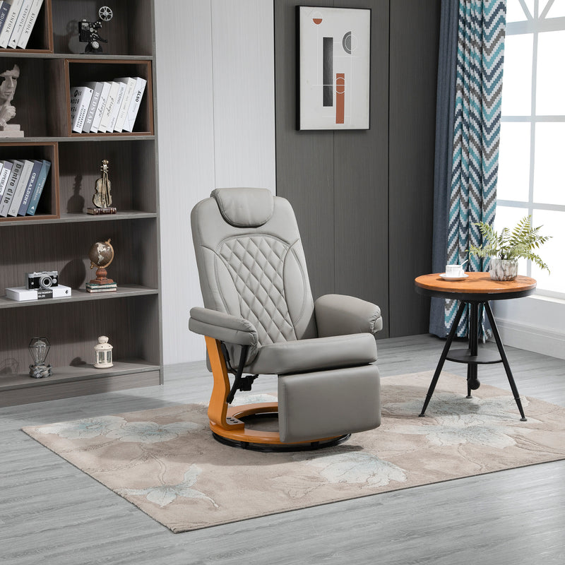 HOMCOM Recliner Leisure Armchair with Wood Base Footrest for Home Office