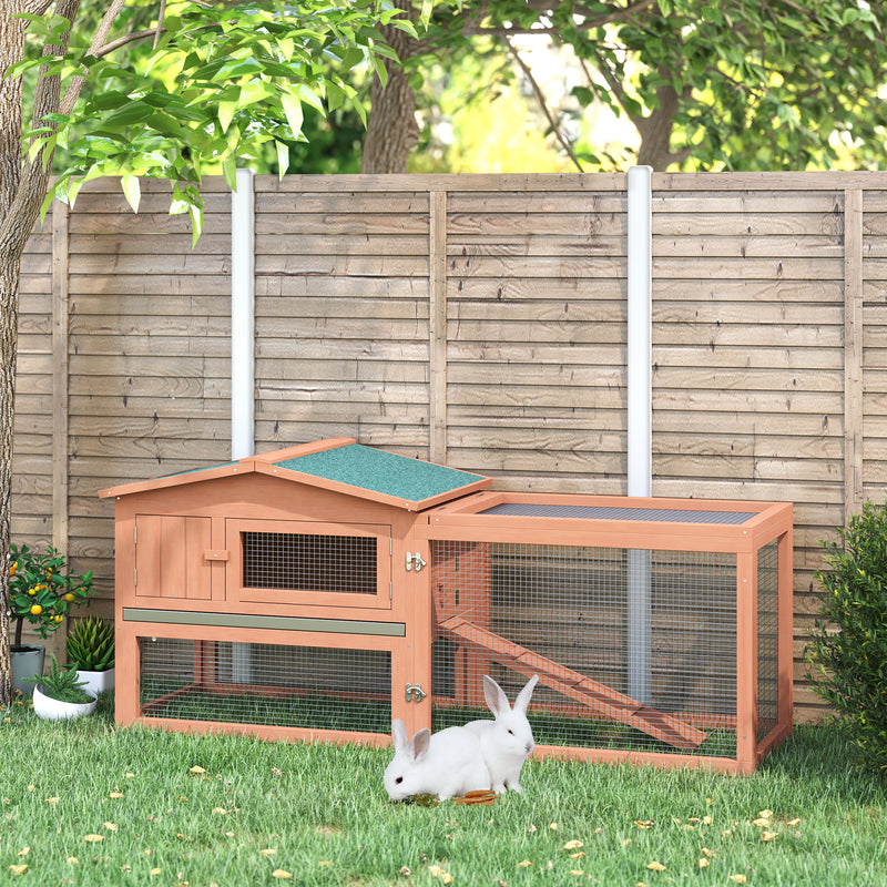 PawHut Wooden Rabbit Hutch Enclosure Run House 2 Tier Large Coop Run Pet