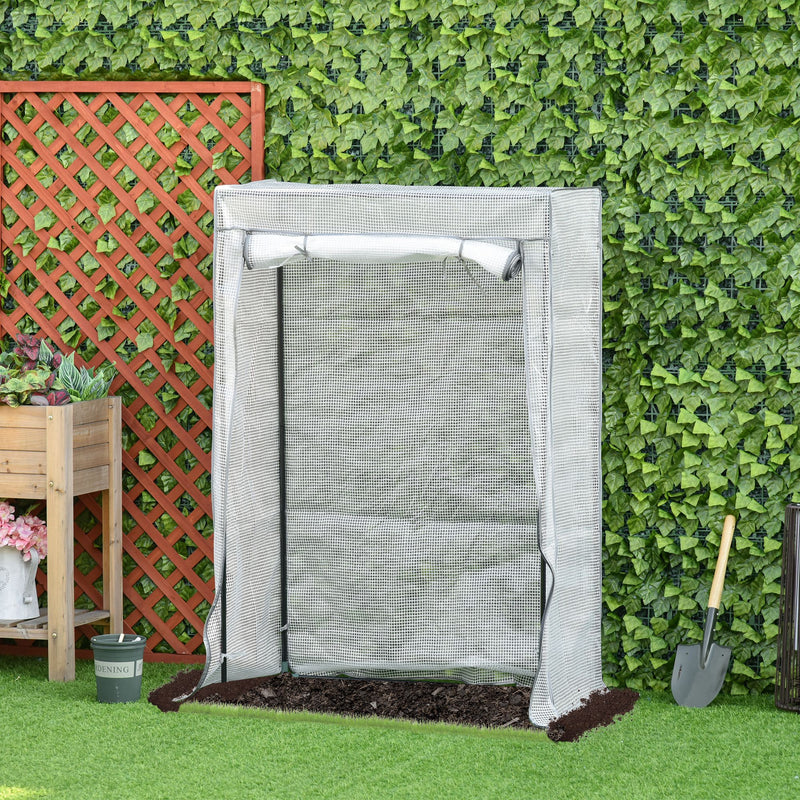 Outsunny 100 x 50 x 150cm Greenhouse w/ Zipper Roll-up Door Outdoor White