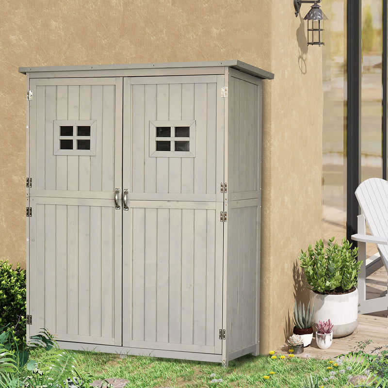 Outsunny Garden Shed Outdoor Storage Unit w/ Asphalt Roof and Three Shelves