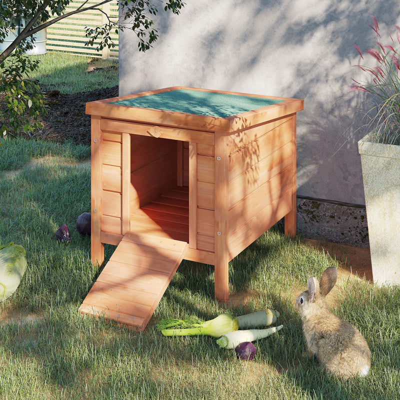 PawHut Wooden Rabbit Hutch Bunny Cage Guinea Pig House Pet Habitat Ferret