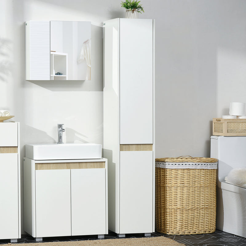 kleankin 5-Tier Modern Tall Bathroom Cabinet with Adjustable Shelves White