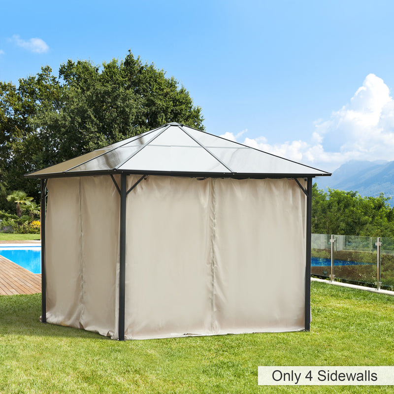 Outsunny 3 x 3(m) Universal Gazebo Replacement Sidewall Set w/ 4 Panels, Beige