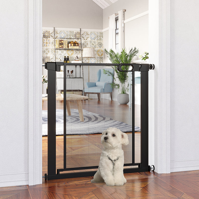 PawHut Pressure Fit Safety Gate for Stairs w/ Auto Close 75-82 cm - Black