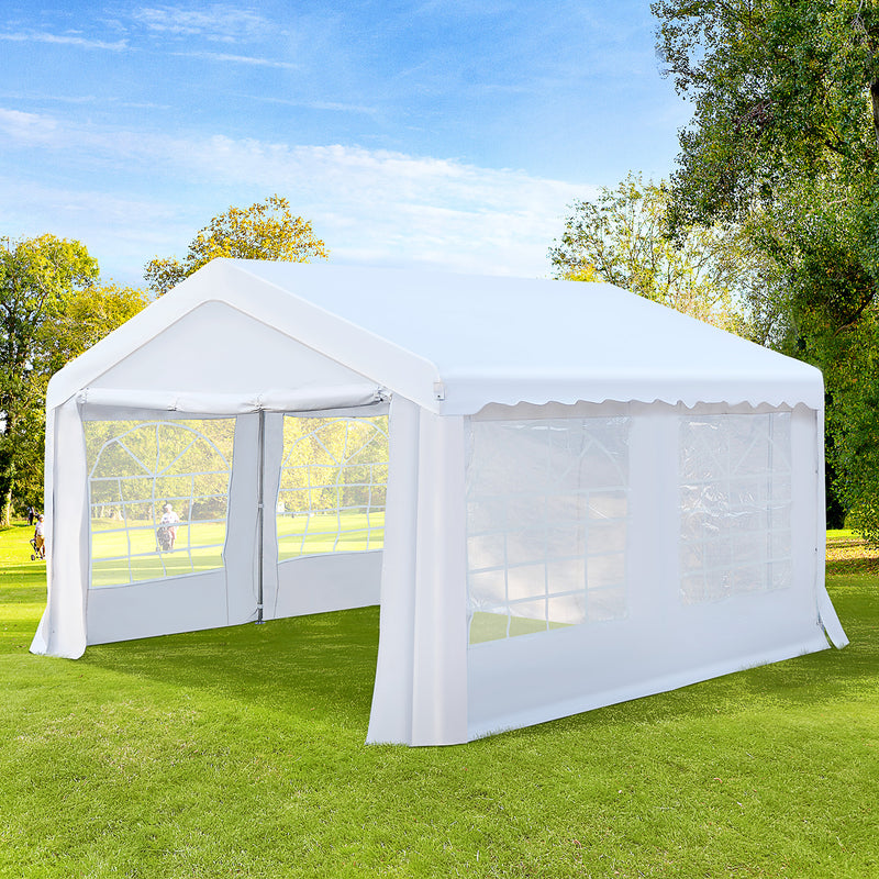 Outsunny 4m Gazebo Garden Marquee Canopy Party Carport Shelter Garage Tent White