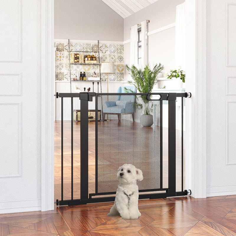 Pressure Fit Safety Gate for Doors, Dog Gate w/ Auto Close, 75-103 cm - Black