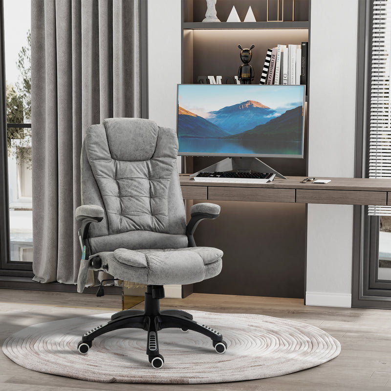 Vinsetto Office Chair w/ Heating Massage Points Relaxing Reclining Grey