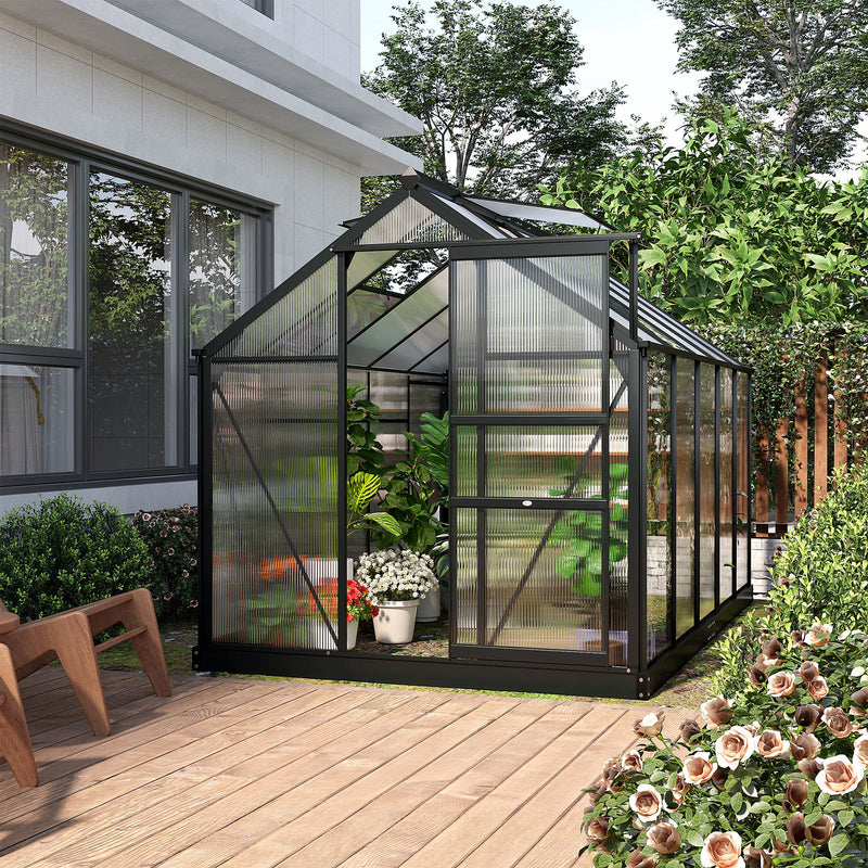 Outsunny 6x10ft Walk-In Polycarbonate Greenhouse Plant Grow Galvanized Aluminium