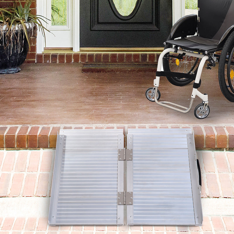 HOMCOM 2ft Aluminium Folding Wheelchair Ramp Equipment Mobility Suitcase