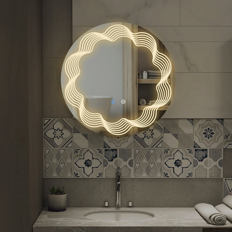 kleankin LED Dimming Lighted Bathroom Mirror with Smart Touch, Anti-Fog, 70cm