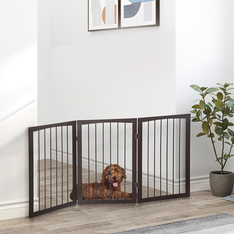 Pawhut Folding Pet Gate Fence Free Standing Child Safety Indoor Wood D