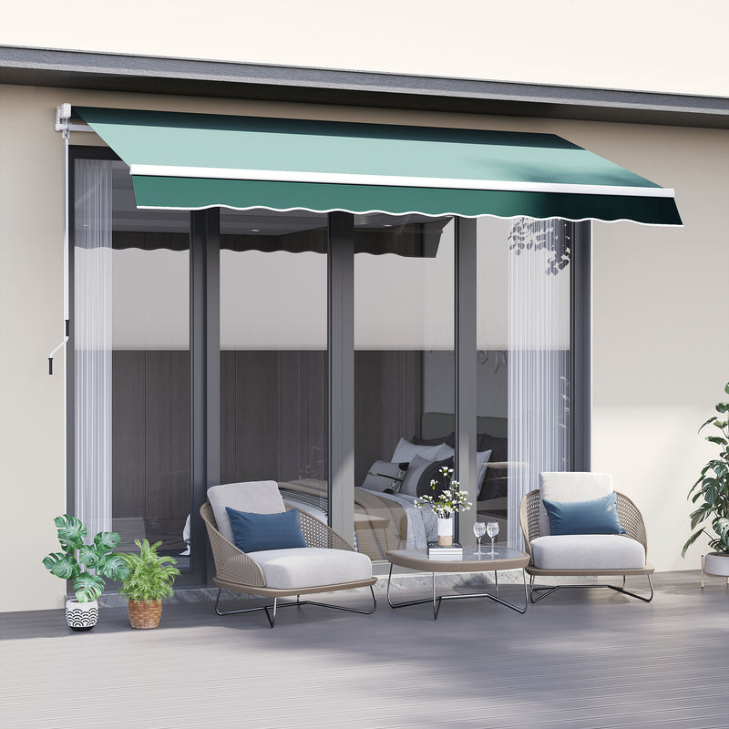 Outsunny Garden Sun Shade Canopy Retractable Awning, 2.5 x 2m, Green