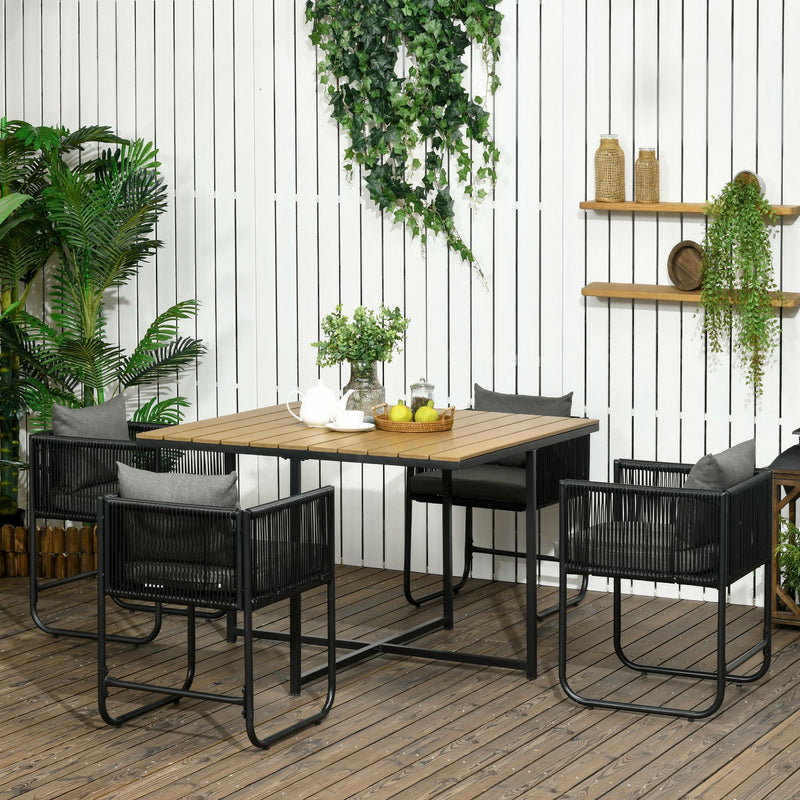 Outsunny Rattan Dining Set, Rattan Cube Dining Sets w/ Space-saving Design