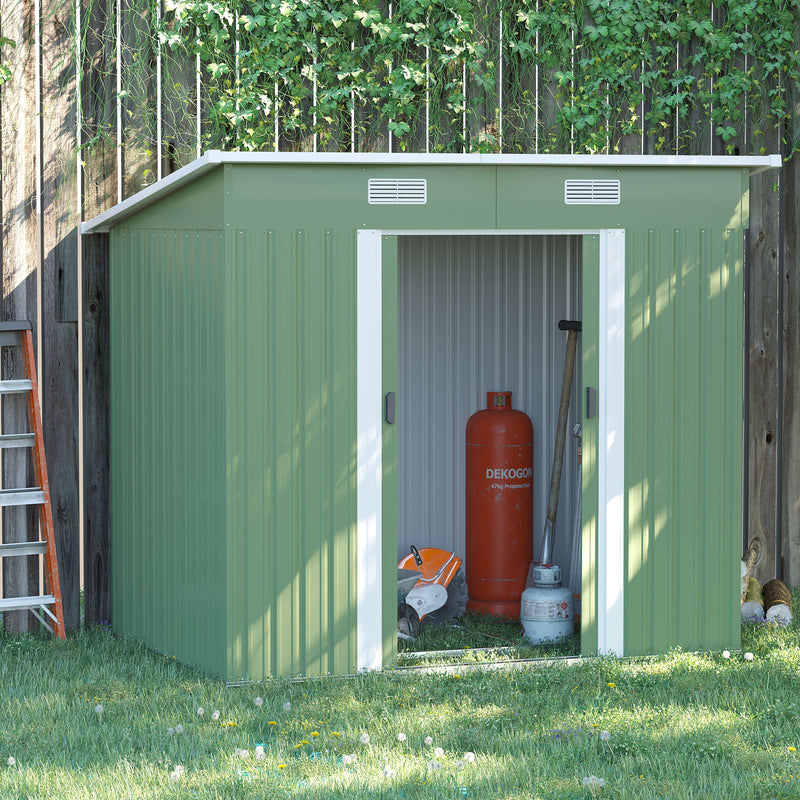 Outsunny 7 x 4ft Outdoor Garden Storage Shed for Backyard Patio Light Green