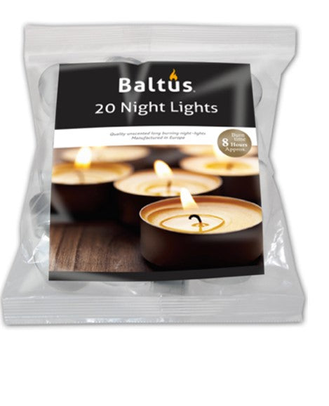 20 Pack Bagged 8 Hour Burn Night-Lights Cotton Fresh