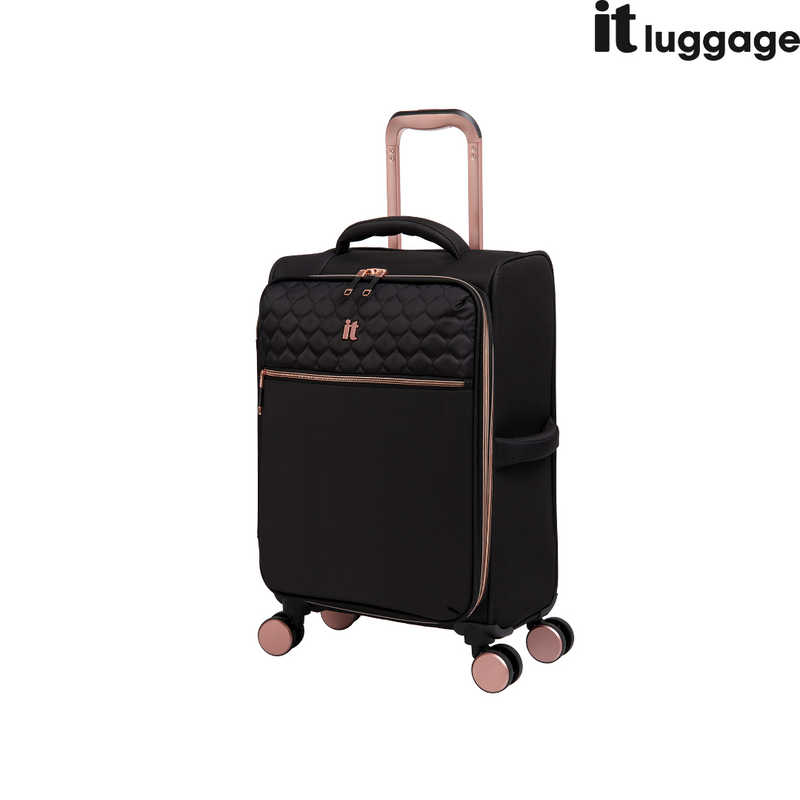 IT Luggage Divinity Black u0026 Rose Gold 8 Wheel Suitcase