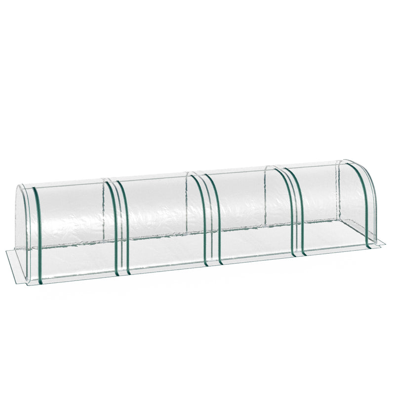 Outsunny Tunnel Greenhouse Steel Frame with Zipper Doors, Clear