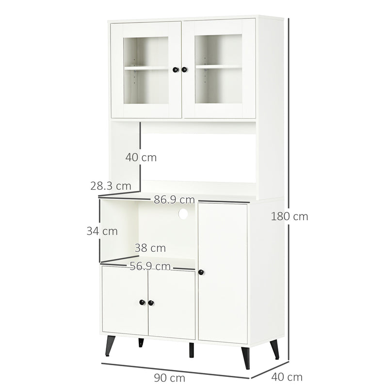 HOMCOM Freestanding Kitchen Storage Cabinet Cupboards Adjustable Shelves White