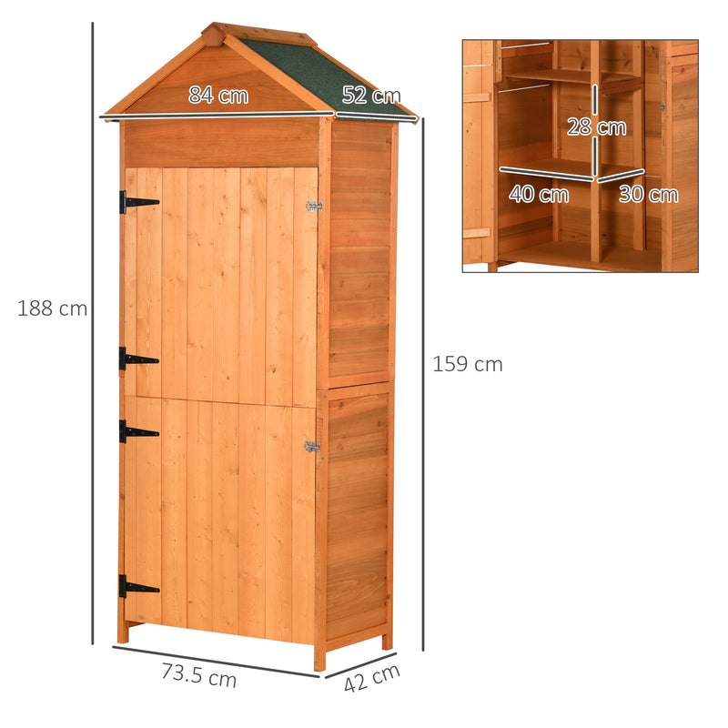 Outsunny Wooden Garden Shed Outdoor Shelves Utility Tool Storage Cabinet Teak