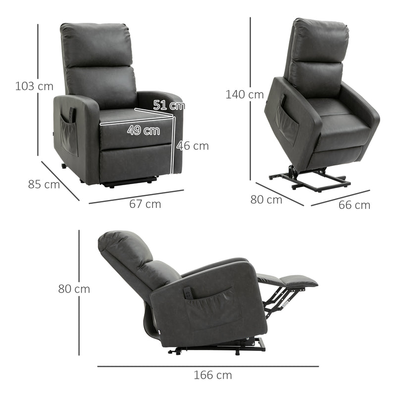 HOMCOM Riser and Recliner Chair, Lift Chair for Living Room w/ Remote, Grey