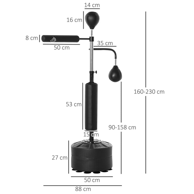 HOMCOM 3-in-1 Punching Bag with Stand with 2 Speedballs, 360° Relax Bar, PU Bag