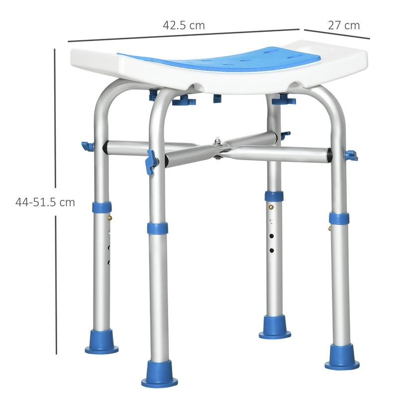 HOMCOM Adjustable Shower Stool with Suction Foot Pads for Elderly Disabled