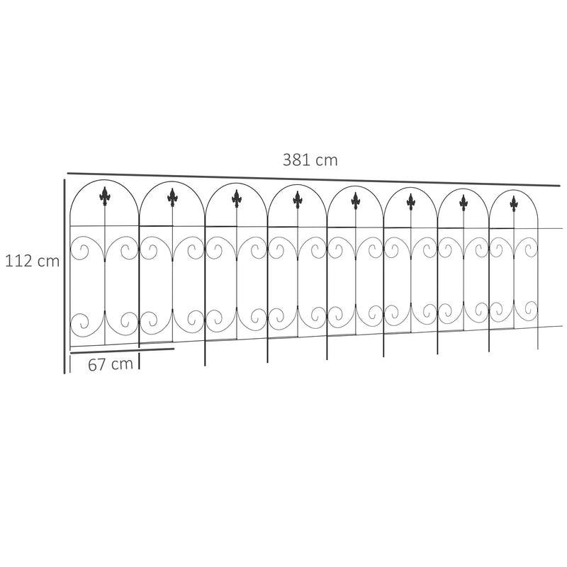 Outsunny Decorative Garden Fencing 8PCs 44in x 12.5ft Metal Border Edging