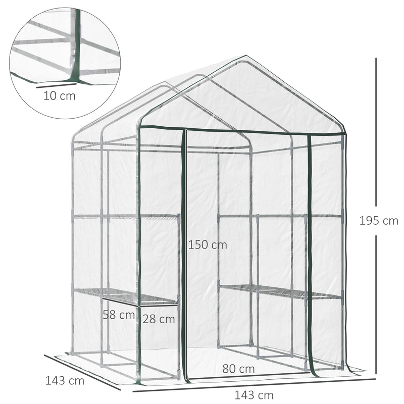 Outsunny Walk In Greenhouse Garden Clear PVC Frame Shelves Reinforced Plant Grow