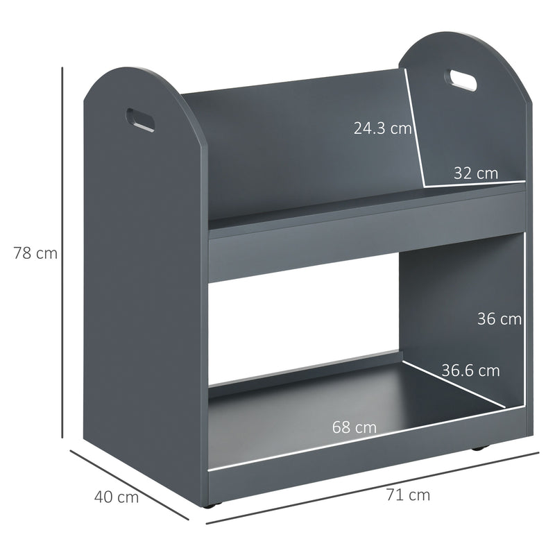 HOMCOM 2-Tier Storage Shelves Kitchen Cart Shelf Unit with Wheels, Grey