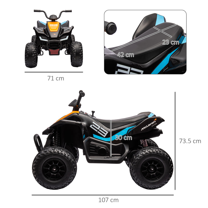 HOMCOM McLaren MCL 35 Liveries 12V Quad Bike w/ Slow Start - Black