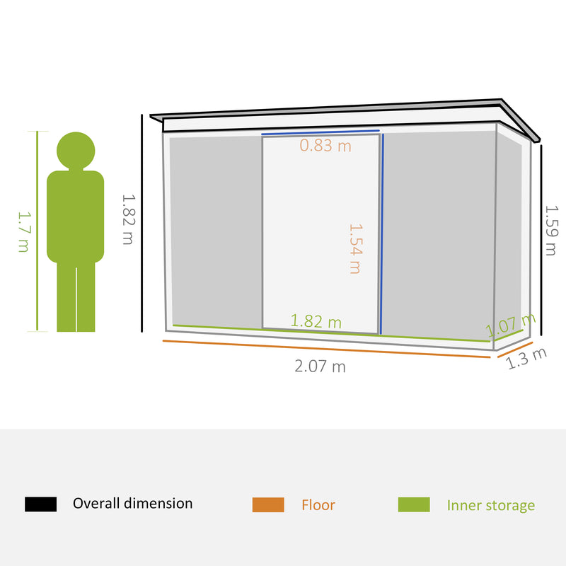 Outsunny 7 x 4ft Outdoor Garden Storage Shed for Backyard Patio Light Green