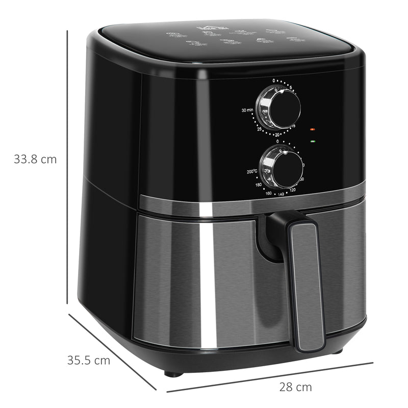 HOMCOM Air Fryer 1500W 4.5L Air Fryers Oven with Rapid Air Circulation Timer