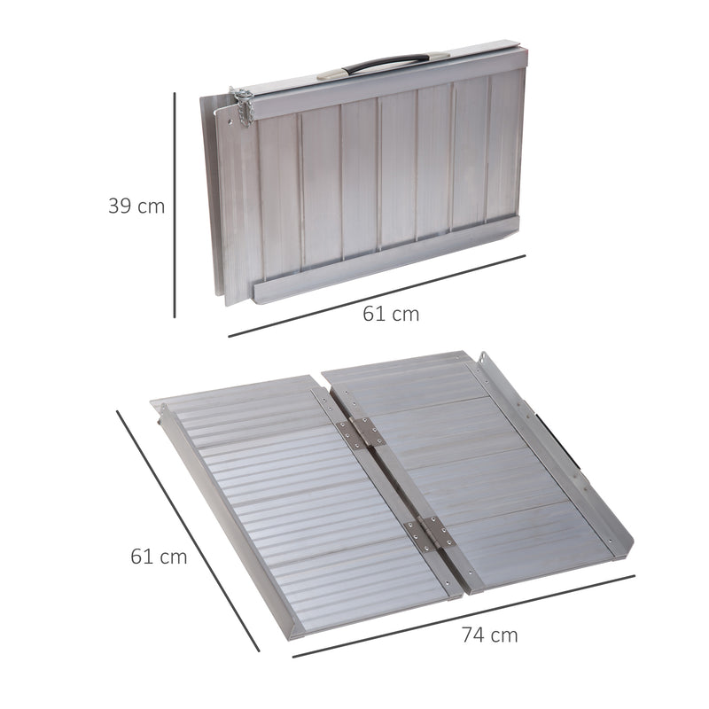 HOMCOM 2ft Aluminium Folding Wheelchair Ramp Equipment Mobility Suitcase