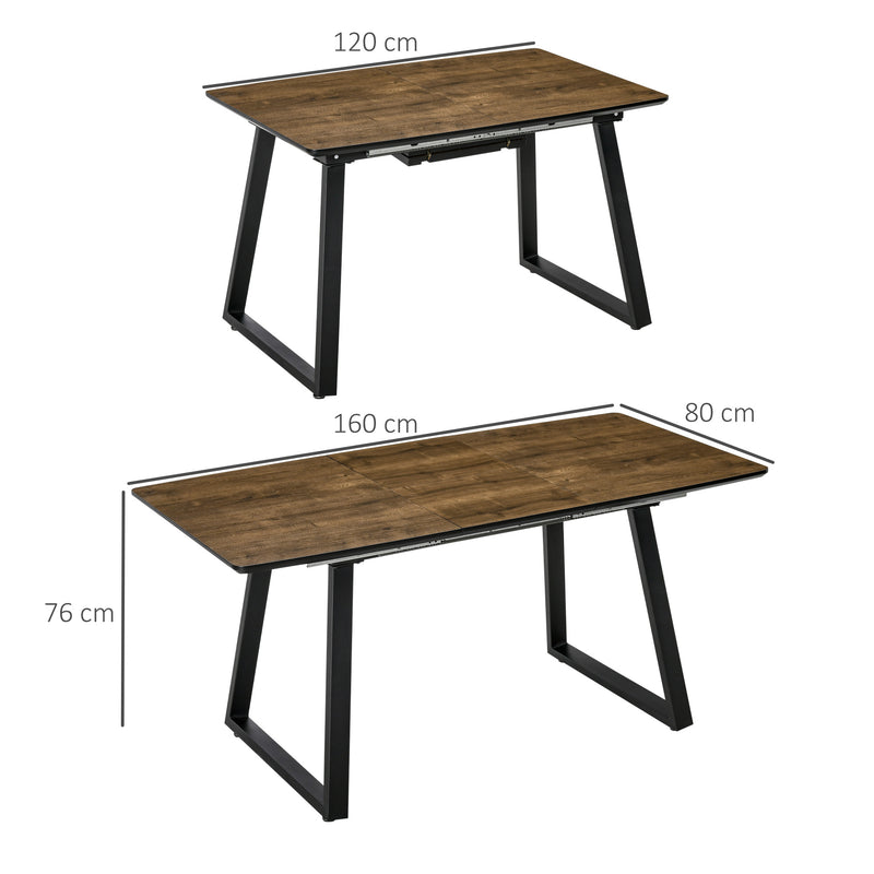 HOMCOM Extendable Dining Table Rectangular Wood Effect Tabletop with Steel Frame