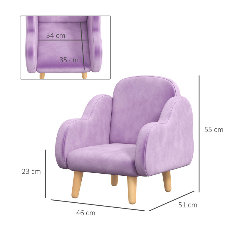 ZONEKIZ Cloud-Shaped Toddler Armchair, Kids Chair, 1.5-5 Years - Purple