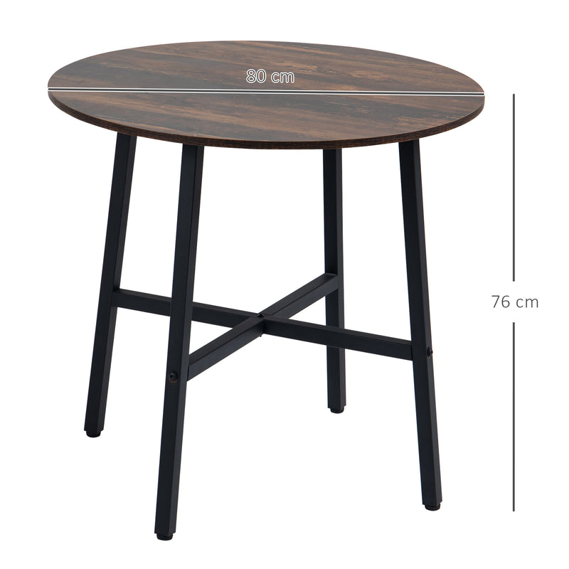 HOMCOM 80cm Round Kitchen Table, Dining Table for Small Spaces, Steel Leg