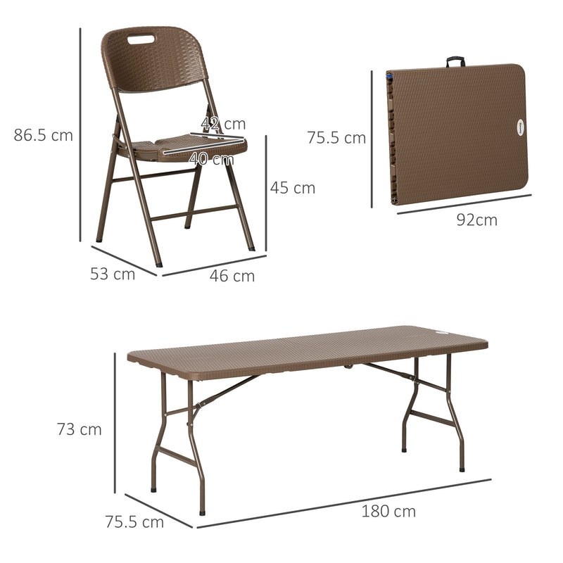 Outsuny HDPE Molding Design Resin Rattan Dining Set, Foldable Table & Chairs