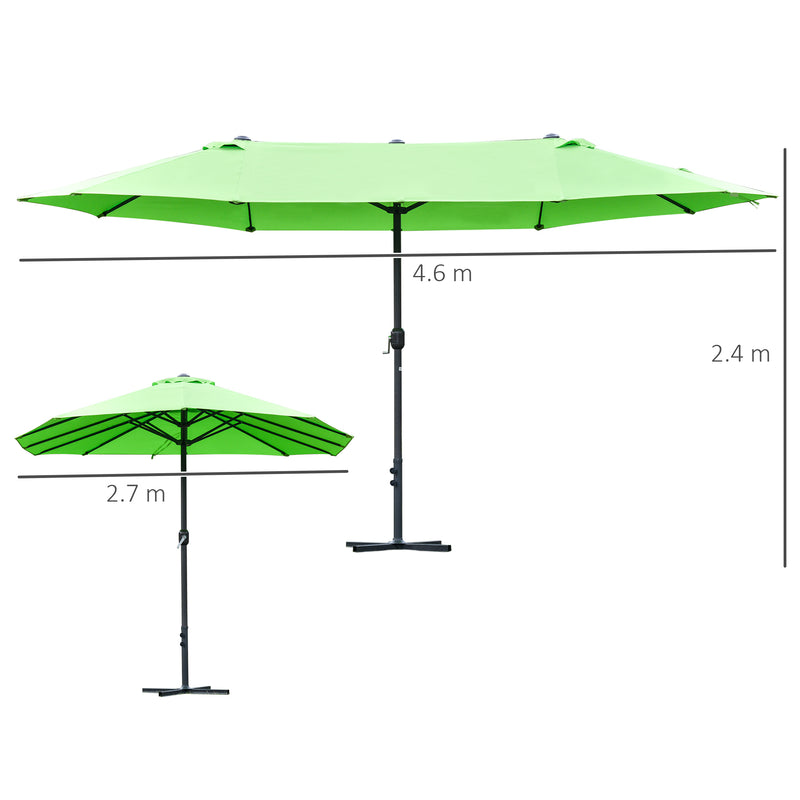 Outsunny 4.6M Garden Patio Umbrella Canopy Parasol Sun Shade w/ Base Green