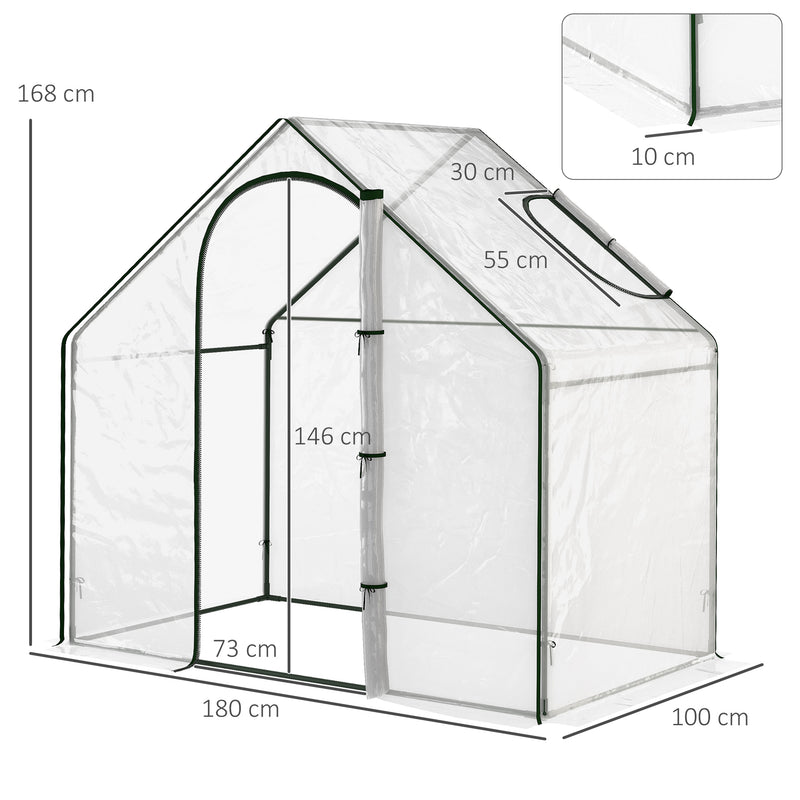 Outsunny Portable Walk-in PVC Greenhouse w/ Zipped Door for Flowers Plant