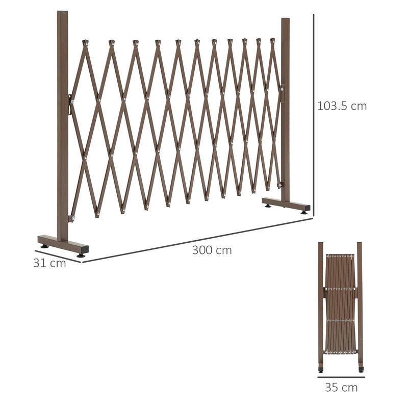 Outsunny Aluminum Alloy Movable Fence Foldable Garden Screen Panel, Dark Brown