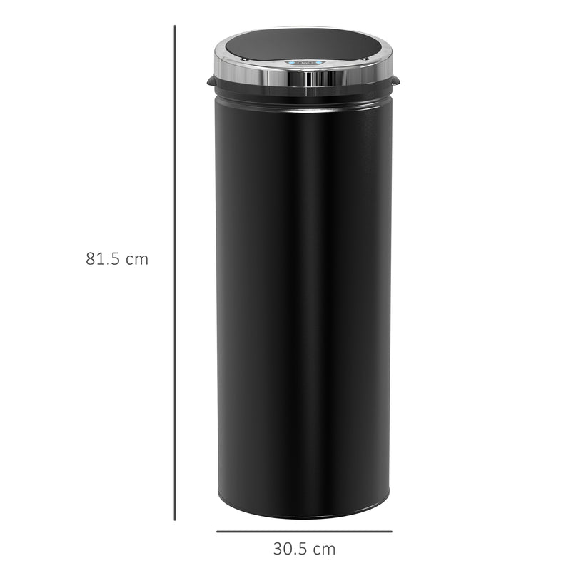 HOMCOM Automatic Hand Sensor Dustbin Kitchen Waste Bin Rubbish Can 50L Black