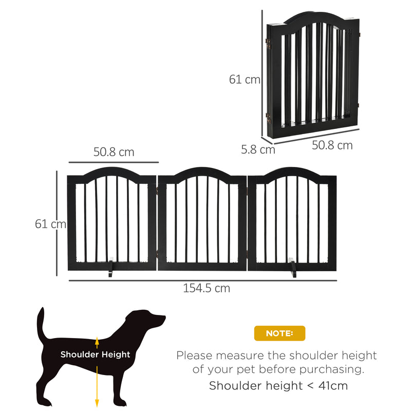 PawHut Freestanding Pet Gate Safety Barrier 3 Pannel w/ Support Feet Black