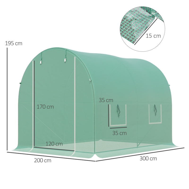 Outsunny Greenhouse Polytunnel Walk-in Grow Plant Steel 3 x 2 M Outdoor