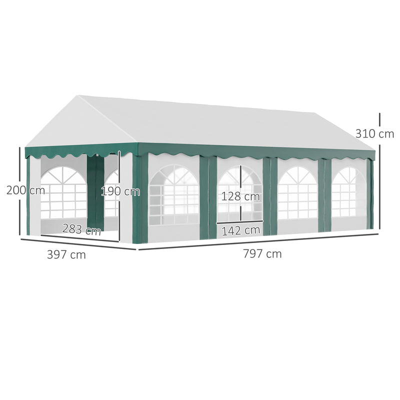 Outsunny 8 x 4m Marquee Gazebo, Party Tent with Sides and Double Doors