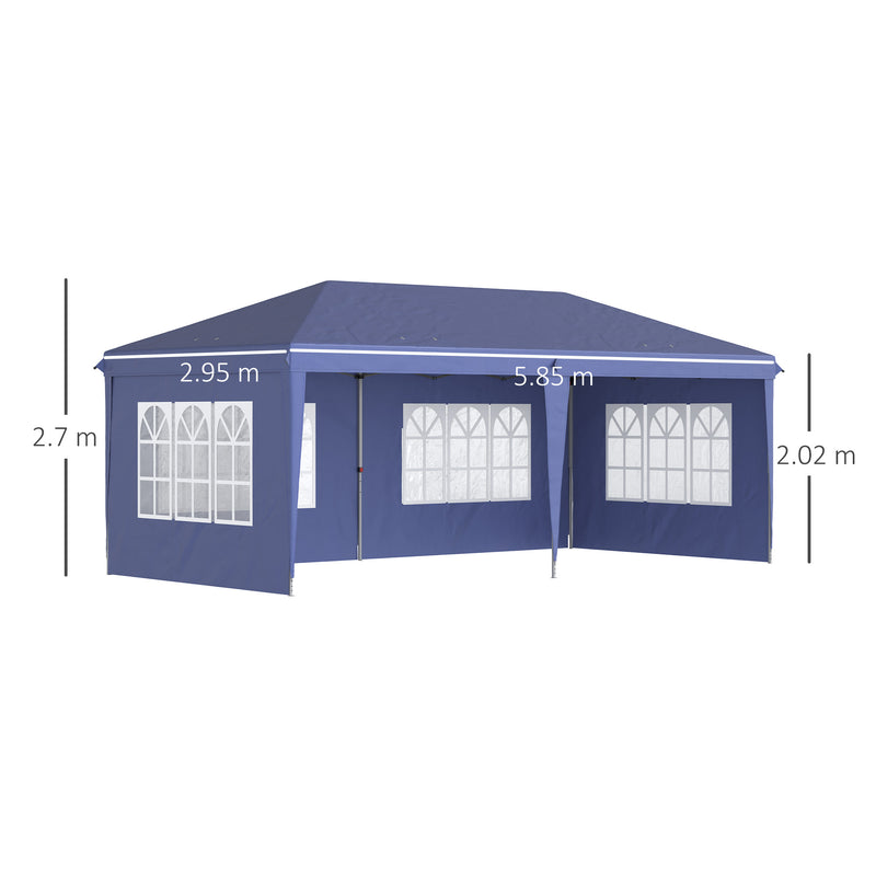 Outsunny 3 x 6m Heavy Duty Gazebo Marquee Party Tent with Storage Bag Blue