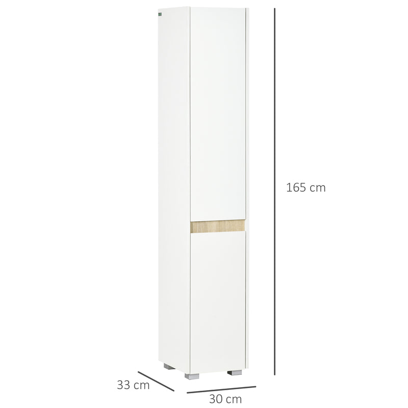 kleankin 5-Tier Modern Tall Bathroom Cabinet with Adjustable Shelves White