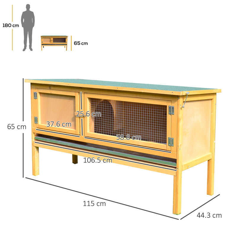 PawHut Wooden Rabbit Hutch Bunny Cage Outdoor Small Animal House w/ Hinged Top